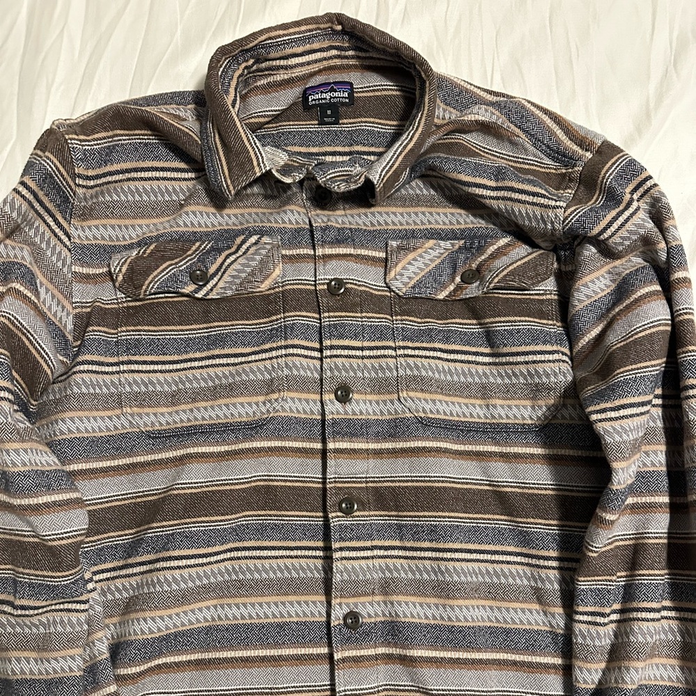 Patagonia Brown Striped Casual Button Down Shirt